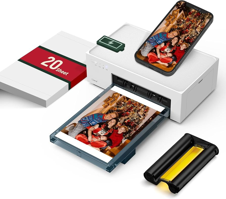 Liene White M200 4x6'' Photo Printer Battery Edition, Wireless Photo Printer for iPhone Android, ... | Amazon (US)