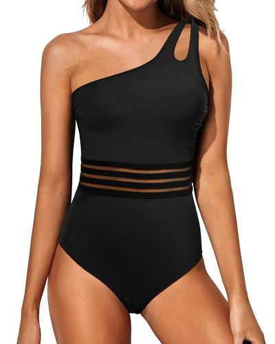 Holipick One Shoulder One Piece Swimsuit for Women Tummy Control Bathing Suits Modest Full Coverage Keyhole Swimwear | Amazon (US)