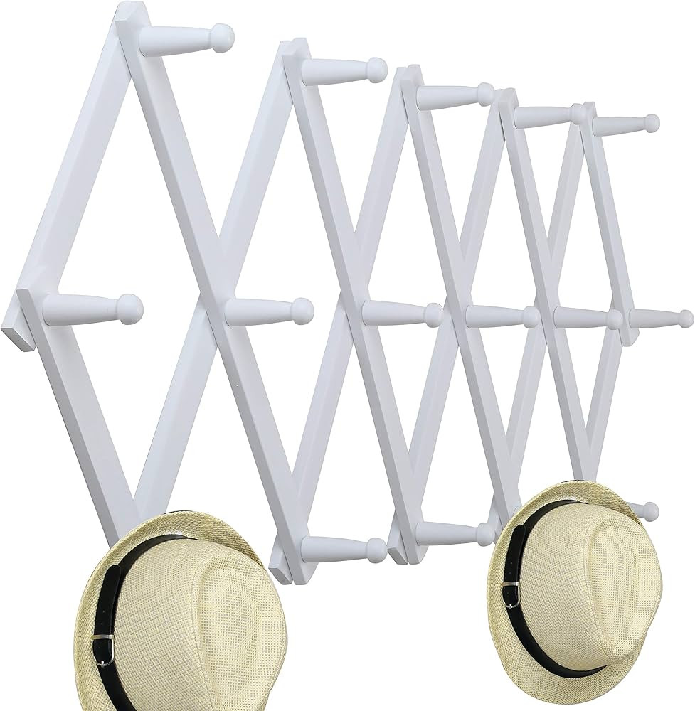 WEBI Accordion Wall Hanger,Expandable Wooden Coat Rack Wall Mounted,Accordion Hat Rack for Wall,A... | Amazon (US)