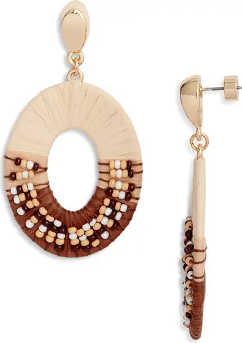 Raffia Beaded Oval Drop Earrings | Nordstrom
