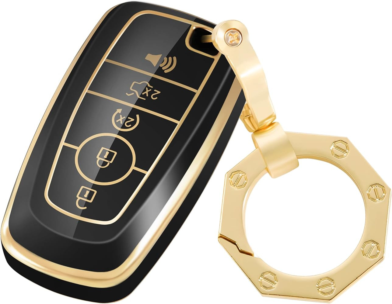 for Ford Key Fob Cover Car Key Case Shell with Gold Keychain fit Ford Fusion F150 F250 F350 F450 ... | Amazon (US)