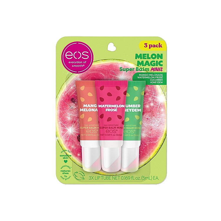 eos Melon Magic Mini Super Lip Balm Tube Set 3 Pack | Women's | Multicolor | Size One Size | Beauty & Self Care | DSW