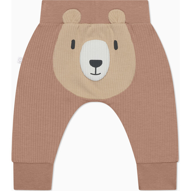 MORI | Bear Face Ribbed Joggers | Organic Cotton (Brown, Size 6-9M) | Maisonette | Maisonette