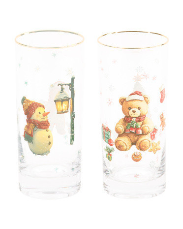 Set Of 2 Christmas Decal Highball Glasses | Marshalls