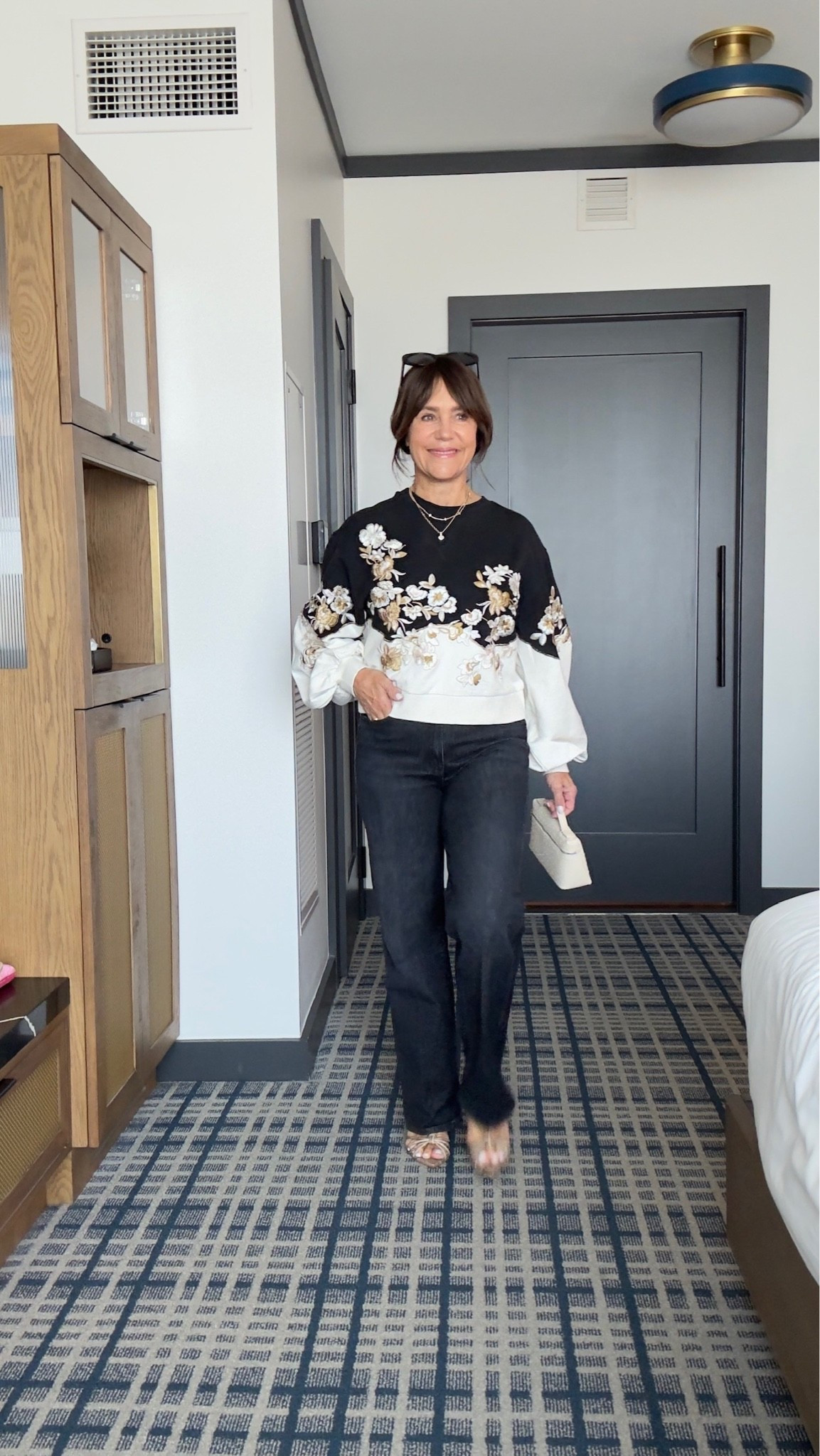 Just picked up these new jeans at @Anthropologie. I love the super dark wash, which feels perfect for fall. They have a slightly slimmer leg, and I actually don’t mind it! Definitely give this pair a try! 

Also, how pretty is this sweater? 😍Both run true to size.

#anthropartner

#LTKSeasonal #LTKOver40 #LTKootd
