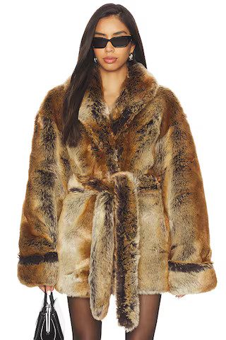 Lovers and Friends Margot Faux Fur Coat in Brown from Revolve.com | Revolve Clothing (Global)