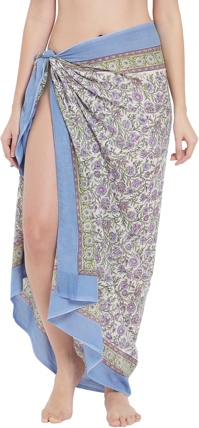 parihan Swimsuit Beach Sarong Cover Ups for Swimwear Women-Hand Print Wrap Skirt | Amazon (US)