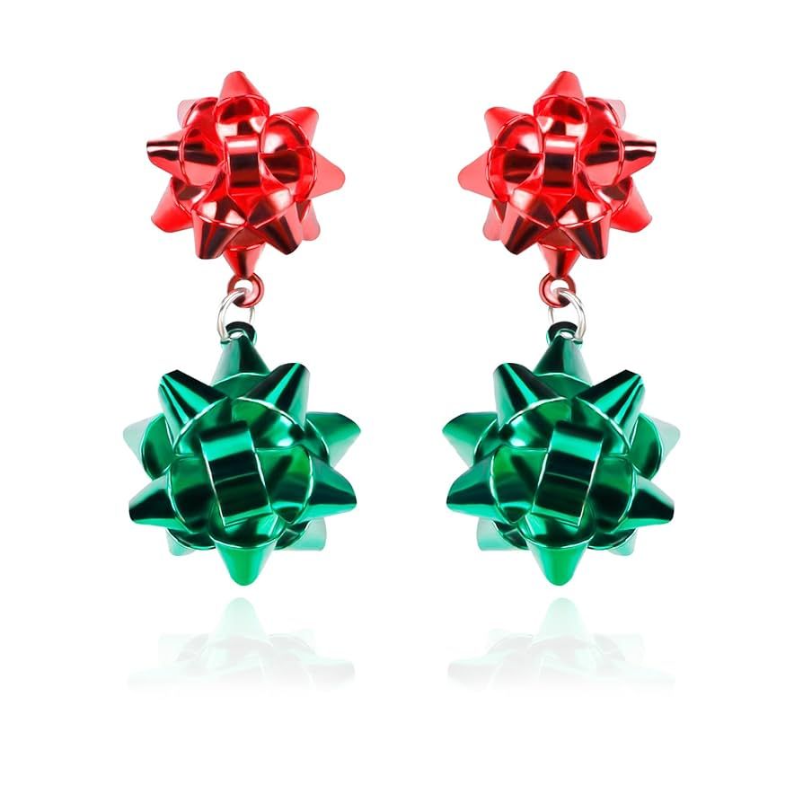 Christmas Bow Earrings for Women Trendy Christmas Jewelry Dangle Earrings for Women Christmas Pre... | Amazon (US)