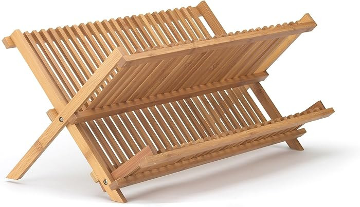HIC Kitchen Bamboo Folding Dish Drying Rack, 20.5 x 13-Inches | Amazon (US)