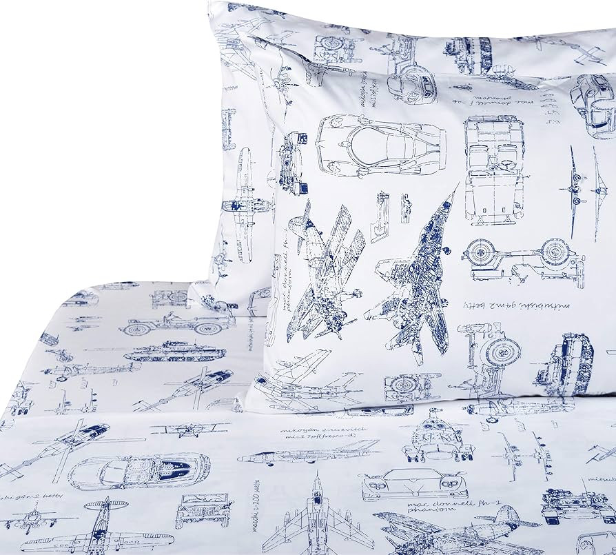 J-pinno Cars Tank Helicopter Aircraft Military Transport Vehicles Sheet Set Full for Kids Boy Chi... | Amazon (US)