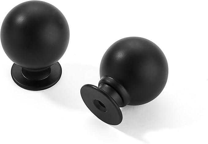CABDM 20 Pack 1 Inch Vintage Ball Matte Black Cabinet Knobs Kitchen Cabinet Hardware Black Drawer... | Amazon (US)