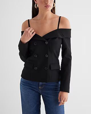 Off The Shoulder Double Breasted Blazer | Express
