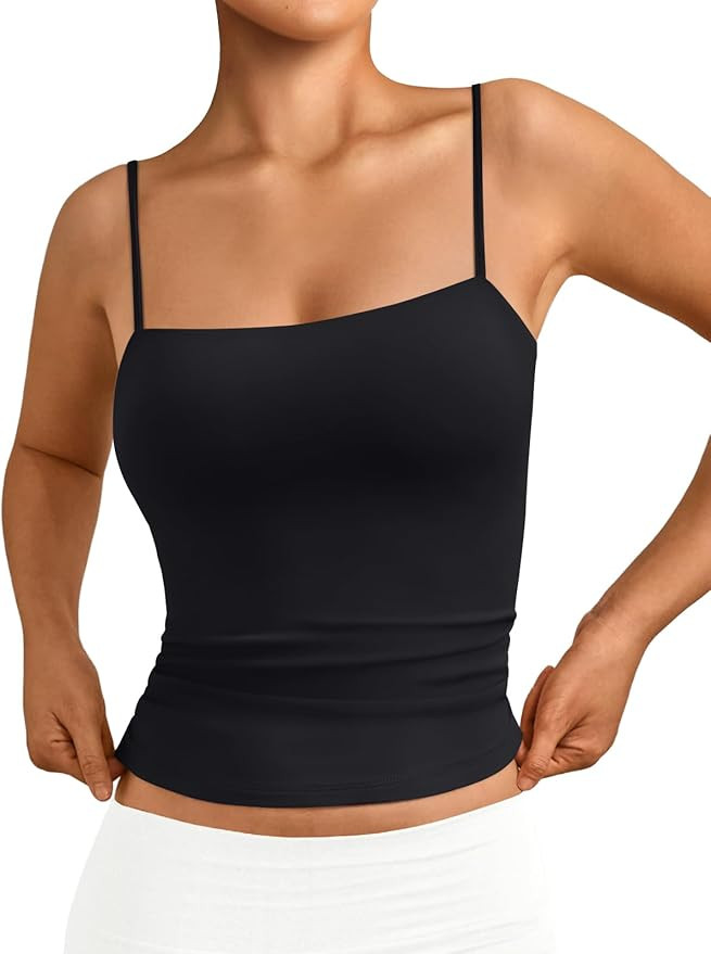 Trendy Queen Women's Double Lined Camisole Tank Tops | Adjustable Spaghetti Strap Sleeveless Top,... | Amazon (US)