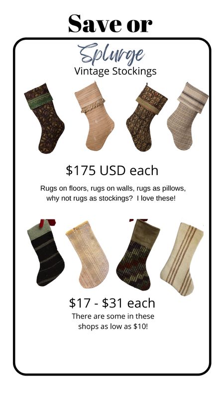 Vintage rugs turned into stockings?  Count me in!  

Stockings, vintage stockings, holiday decor 

#LTKhome #LTKunder50
