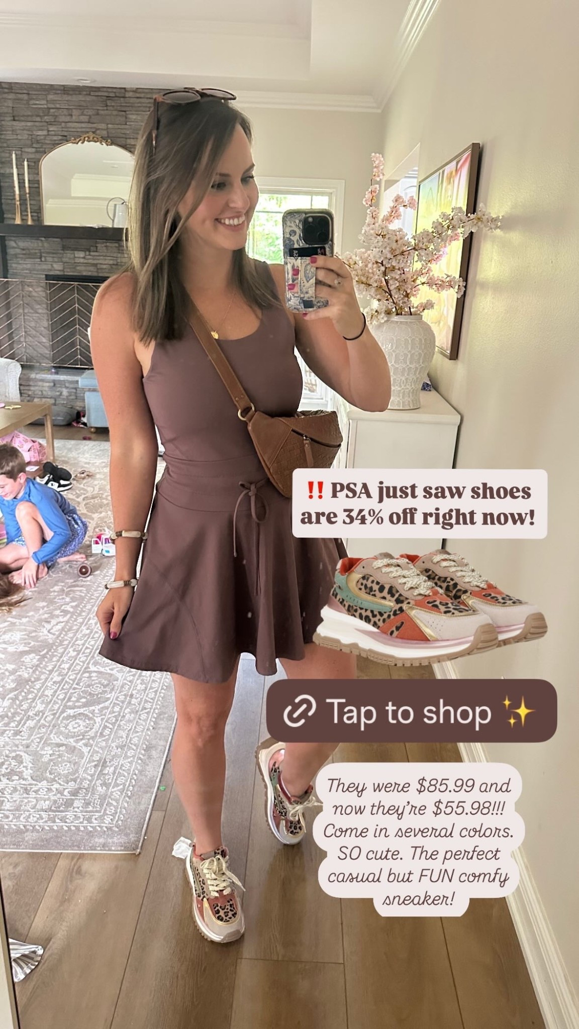 PSA my fun leopard sneakers are 34% off right now!!! 👏🏼 My fave athletic dress on Amazon also comes in a scoop neck. 🤩 Wearing size M & love the fit. 

Tap the pic icons to shop! 

Built in biker shorts, Quilted brown leather crossbody bag, active dress with biker shorts; sport mom, casual mama style, mom fashion 

Comment SHOP below to receive a DM with the link to this post on my LTK ⬇ https://liketk.it/5mN4O #ltkseasonal #ltkfindsunder50 #ltkactive

#LTKActive #LTKSeasonal #LTKFindsUnder50
