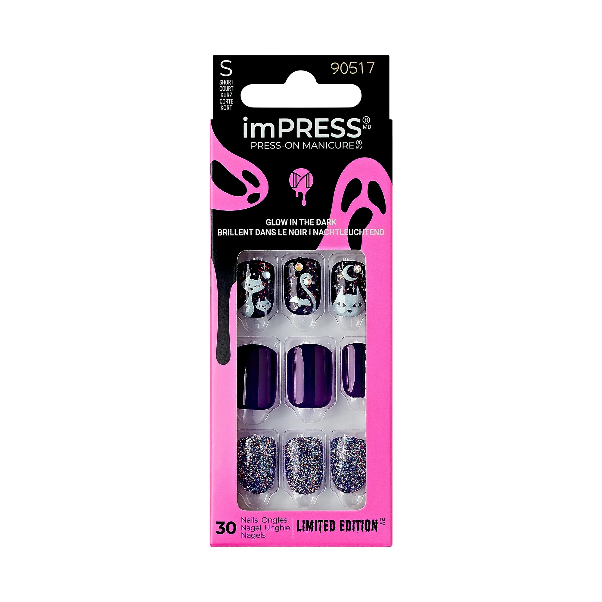 KISS imPRESS Press-On Manicure Halloween, Purple, Short Length, Square Shape, 'Wicked Cute', 33 C... | Walmart (US)