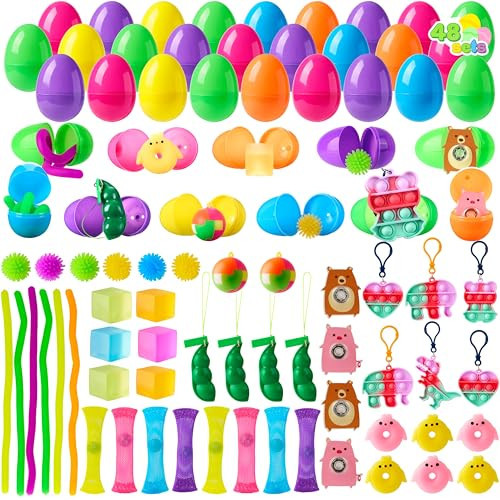 Joyin 48Pcs Prefilled Easter Eggs with Assorted Toys, Filled Easter Eggs, Easter Egg Hunt, , Easter Basket Stuffers for Toddler | Amazon (US)