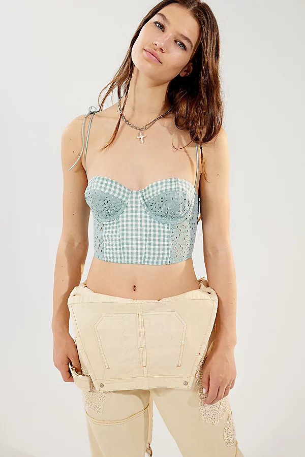 UO Sweet On You Gingham Bustier Top | Urban Outfitters (US and RoW)