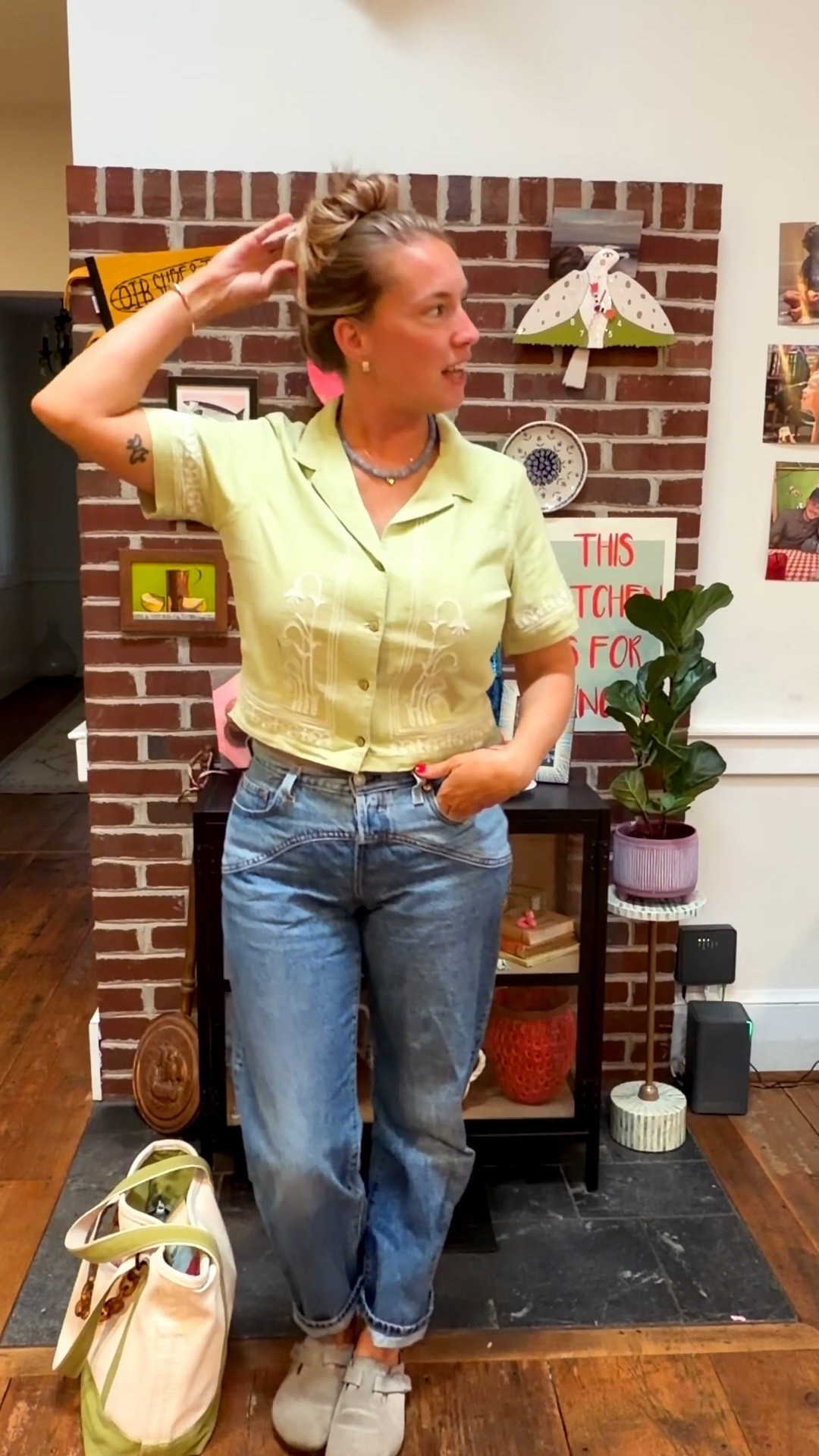 Spring outfit 
Birkenstocks 
Light, cropped button up,
Two-tone denim  

#LTKootd #LTKSeasonal #LTKHome