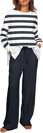 ETCYY NEW Lounge Sets for Women 2 Piece Outfits with Side Split Sweatshirt Tops and Wide Leg Swea... | Amazon (US)