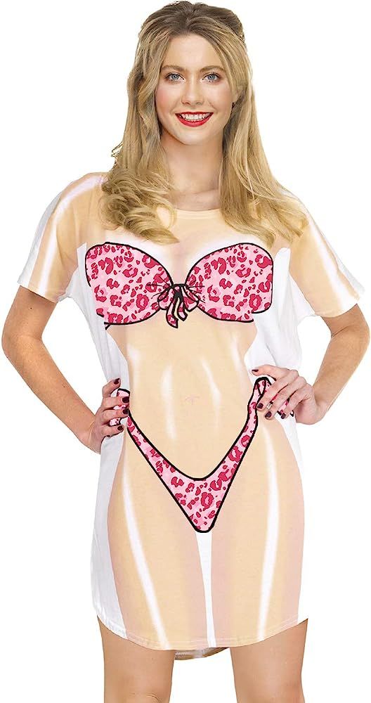 Spadehill Women's Short Sleeve Cute Bikini Print Baggy Swimwear Cover-Up | Amazon (US)