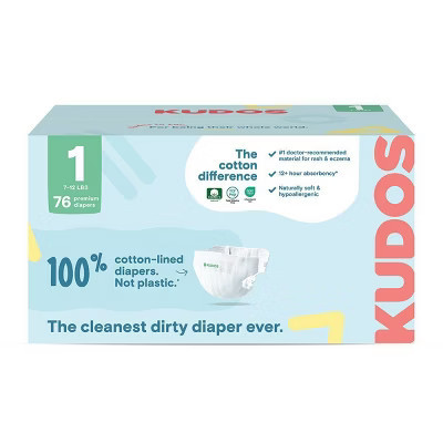 Kudos Chlorine Free Cotton-Lined Disposable Diapers - Size 1 - 76ct | Target