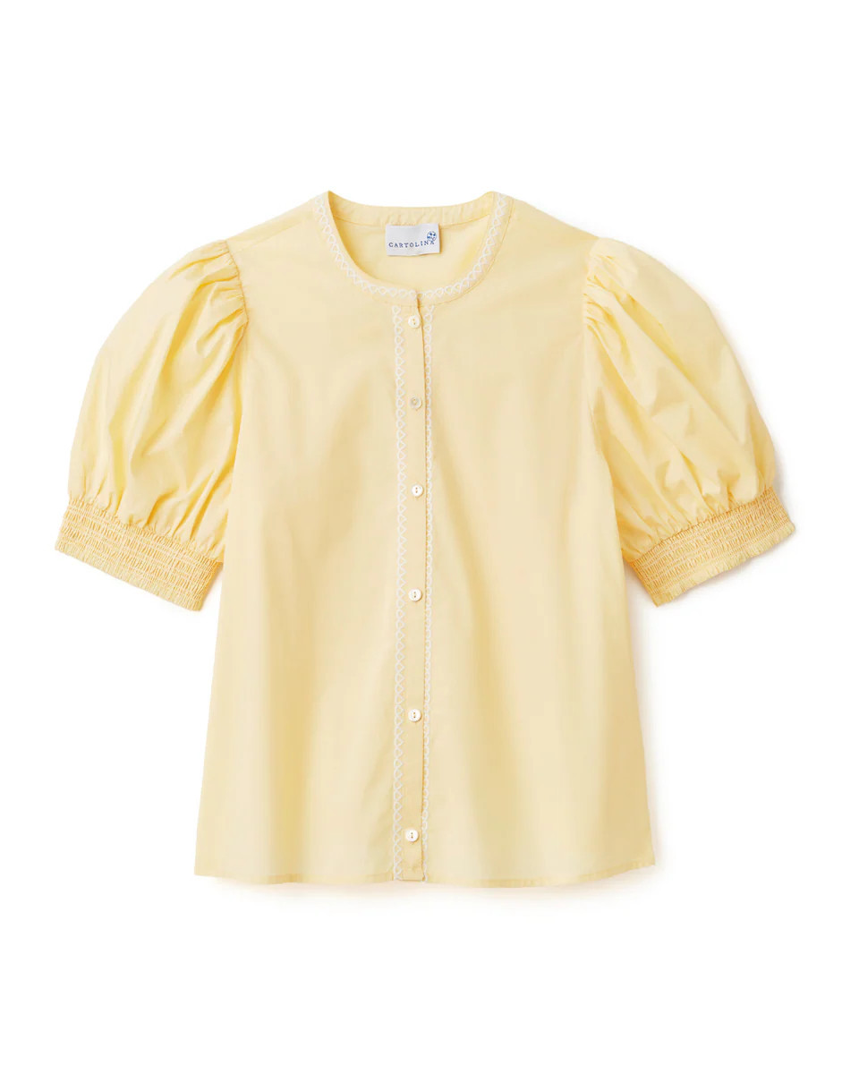 Milli Puff Sleeve Top-Pale Lemon | Cartolina