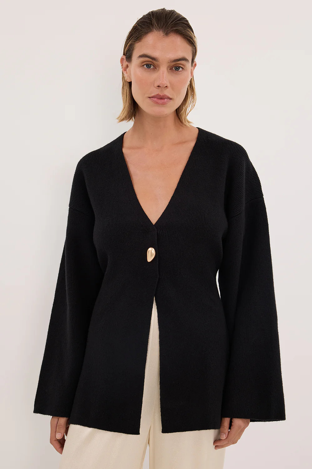 SCOUT BLACK LONG SLEEVE KNIT TOP | DISSH