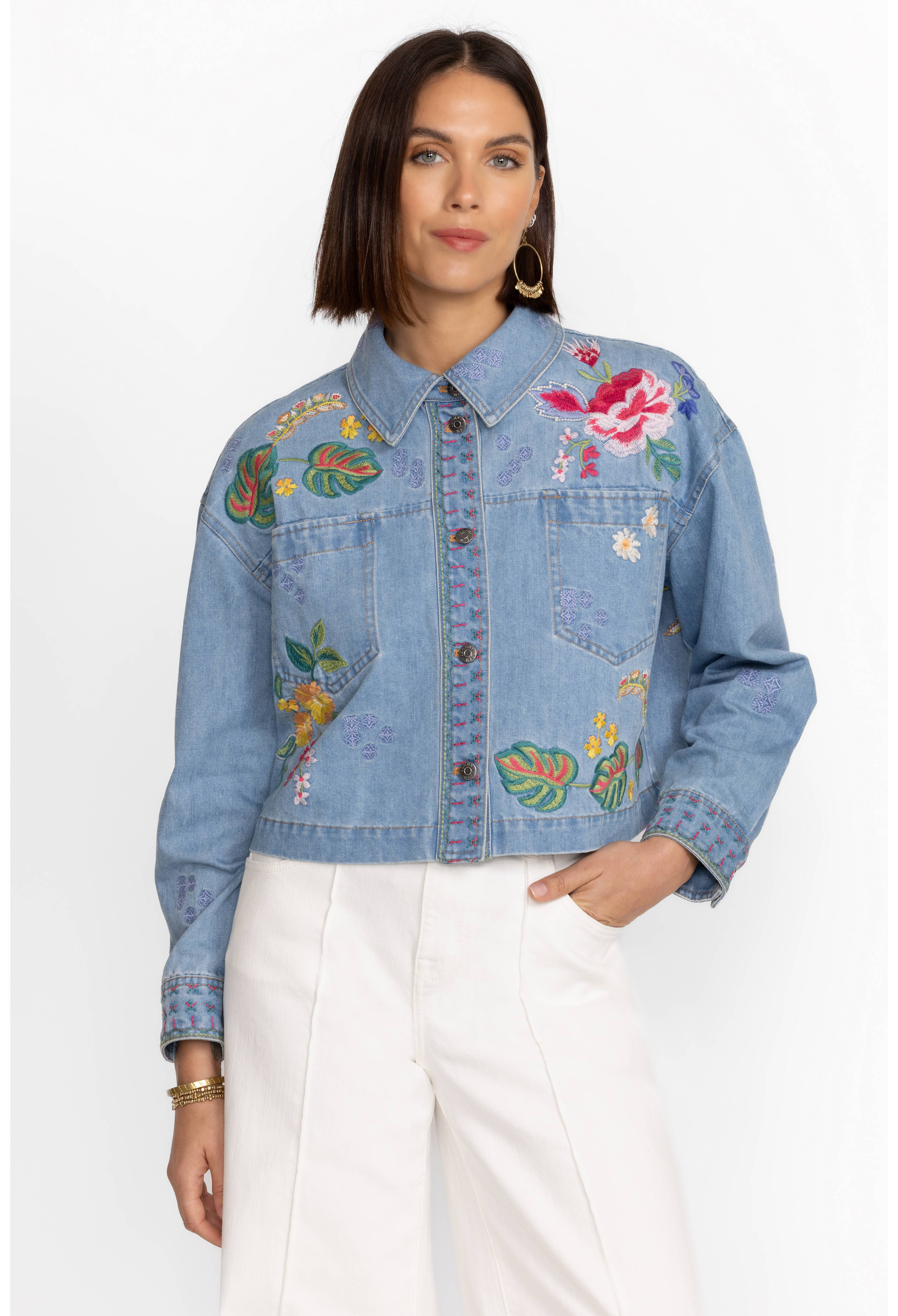 JEANETTE CROPPED DENIM JACKET | Johnny Was | Johnny Was