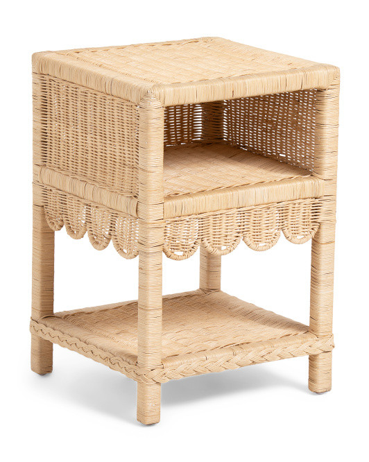 16x16x24 Rattan Scalloped Side Table | TJ Maxx