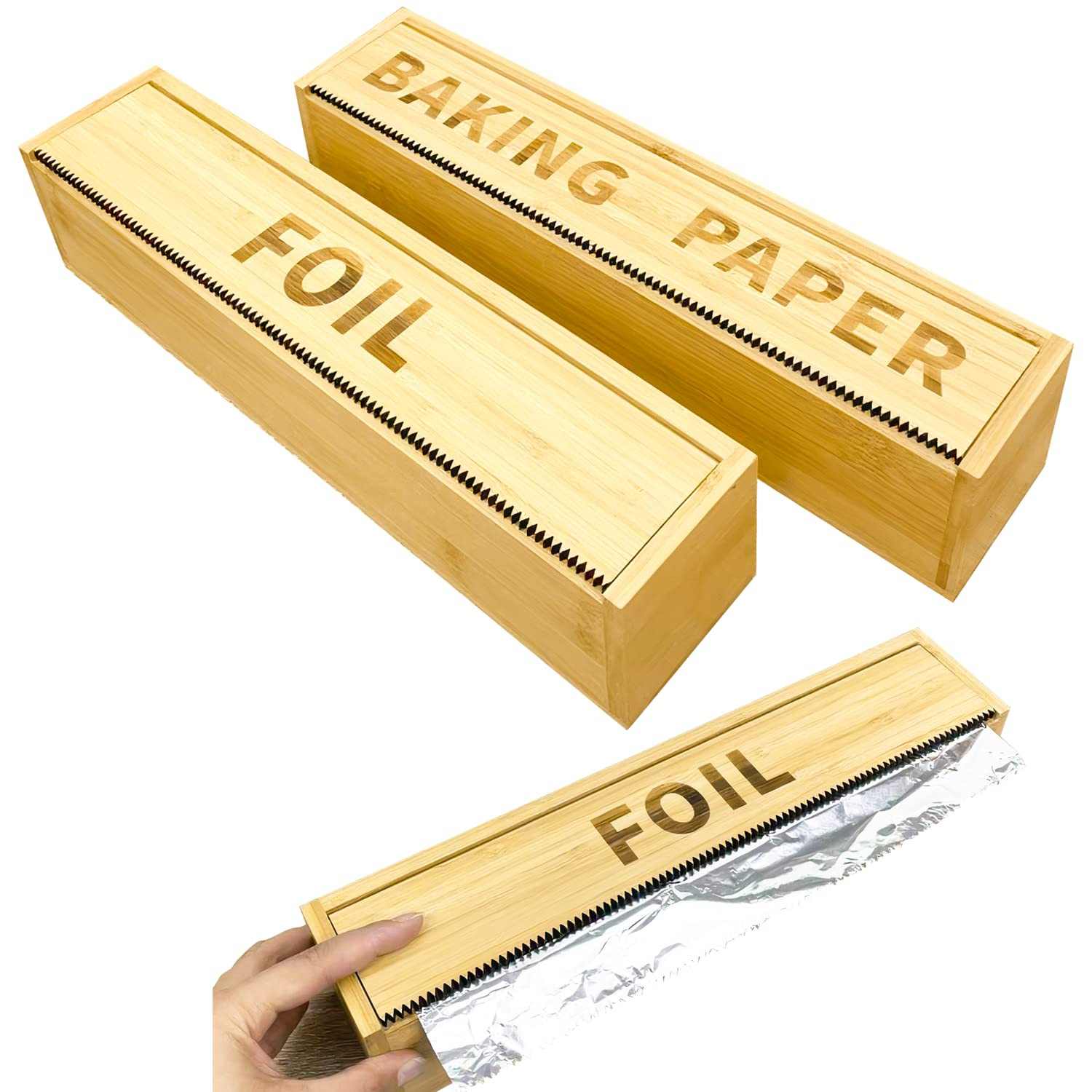 EcoHo Bamboo Wrap Dispenser with Cutter, Baking Paper and Aluminum Foil Dispenser with Cutter, Parch | Amazon (US)