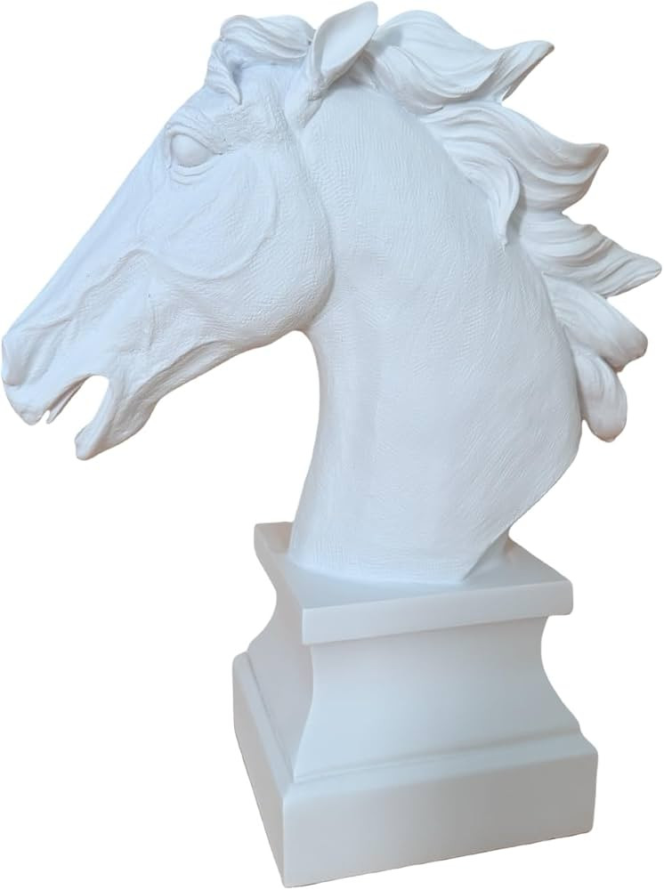 12”H White Horse Head Statue Large Resin Horses Sculpture Hand Painted Vivid Animal Collectible... | Amazon (US)
