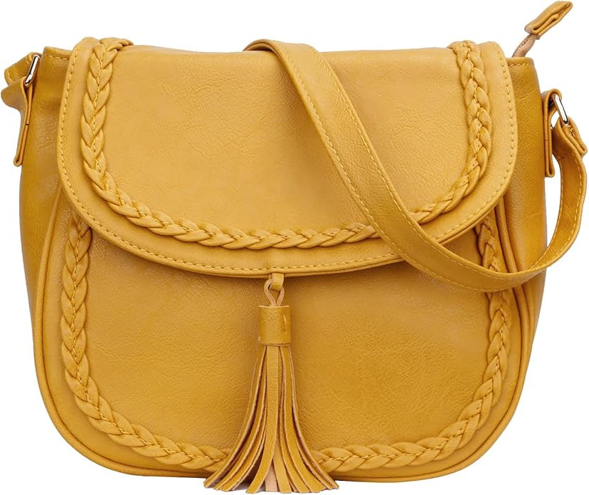 KKXIU Casual Flap Saddle Crossbody Bags for Women Purses and Handbags with Tassel | Amazon (US)