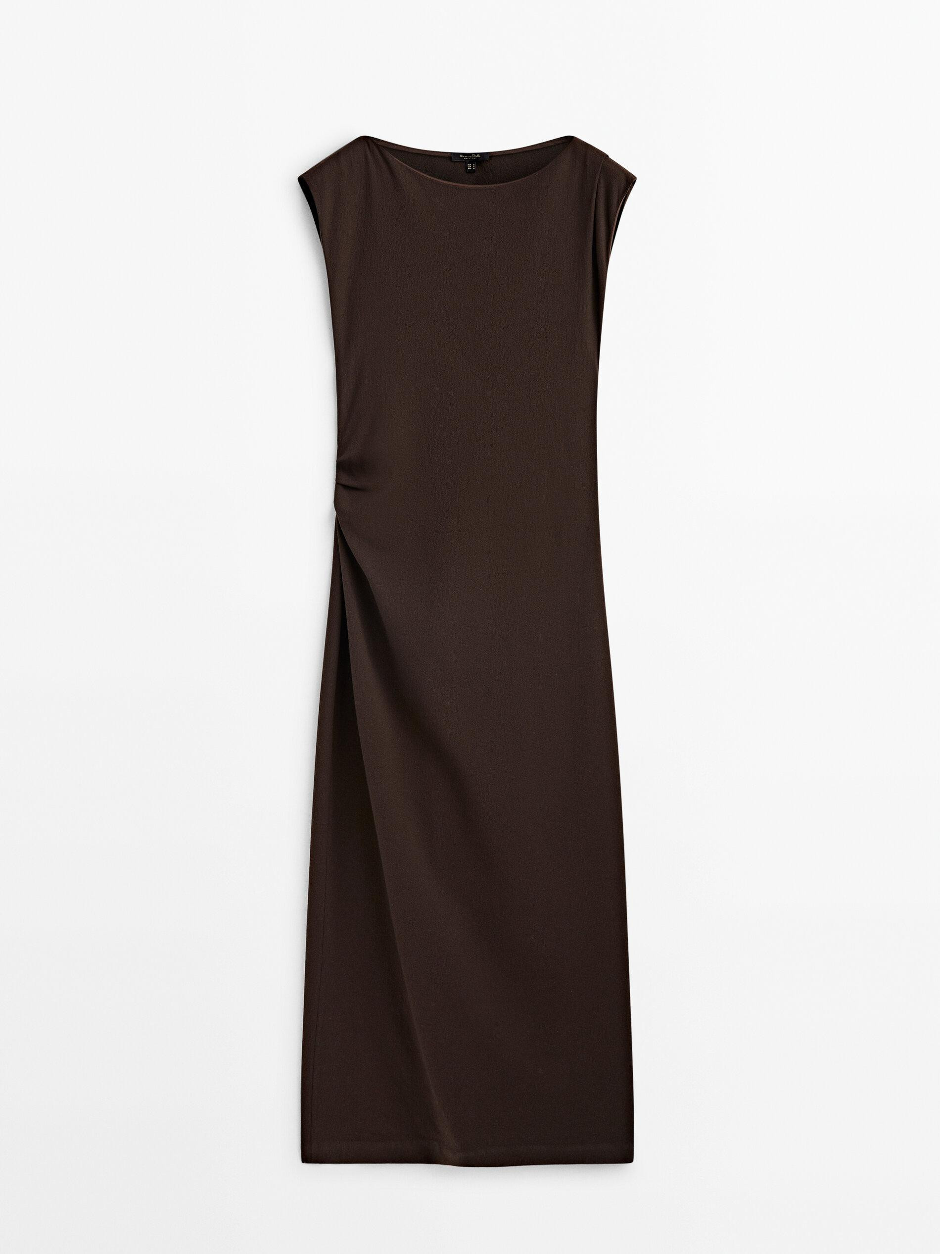 Kleid aus Lyocellgemisch mit seitlicher Raffung | Massimo Dutti DE