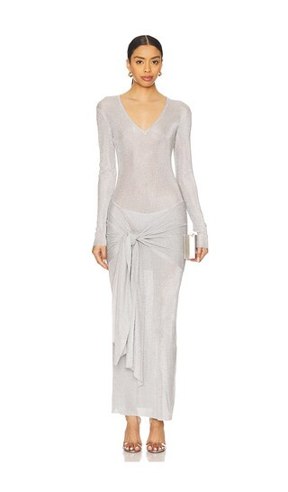 Ashera Metallic Knit Dress in Silver | Revolve Clothing (Global)