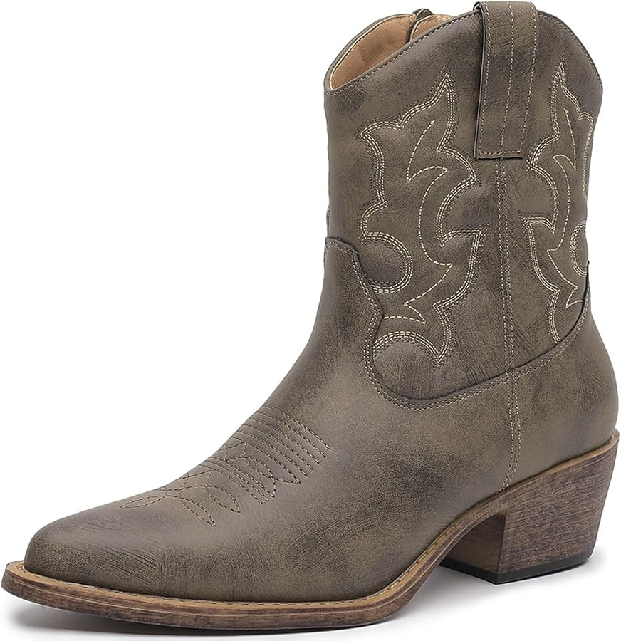 GLOBALWIN Cowboy Boots For Women Cute Cowgirl Boots Women's Western Boots With Embroidery Side Zi... | Amazon (US)