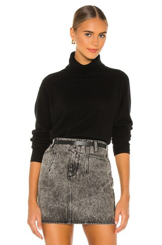White + Warren Cashmere Ribbed Trim Turtleneck in Black from Revolve.com | Revolve Clothing (Global)