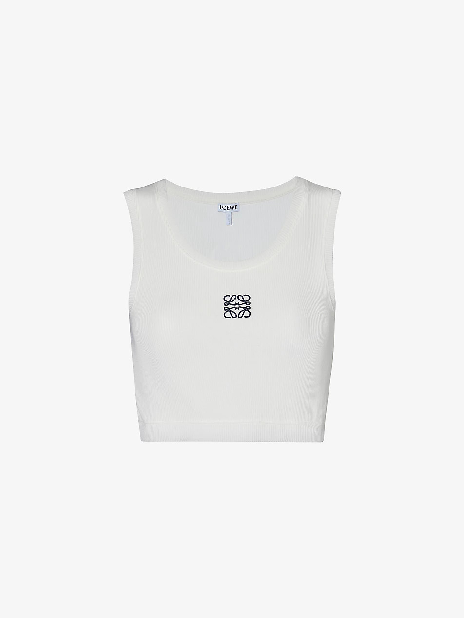 Anagram-embroidered slim-fit stretch-cotton top | Selfridges