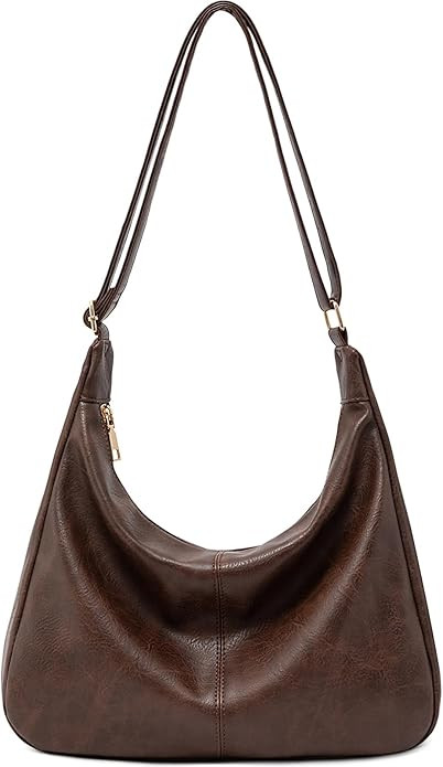 NIUEIMEE ZHOU Hobo Bags for Women Foldable Vegan Leather Shoulder Handbag Slouchy Tote Crossbody ... | Amazon (US)