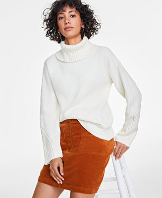 On 34th Women's Relaxed Ribbed-Detail Turtleneck Sweater, Exclusively at Macy's - Macy's | Macy's