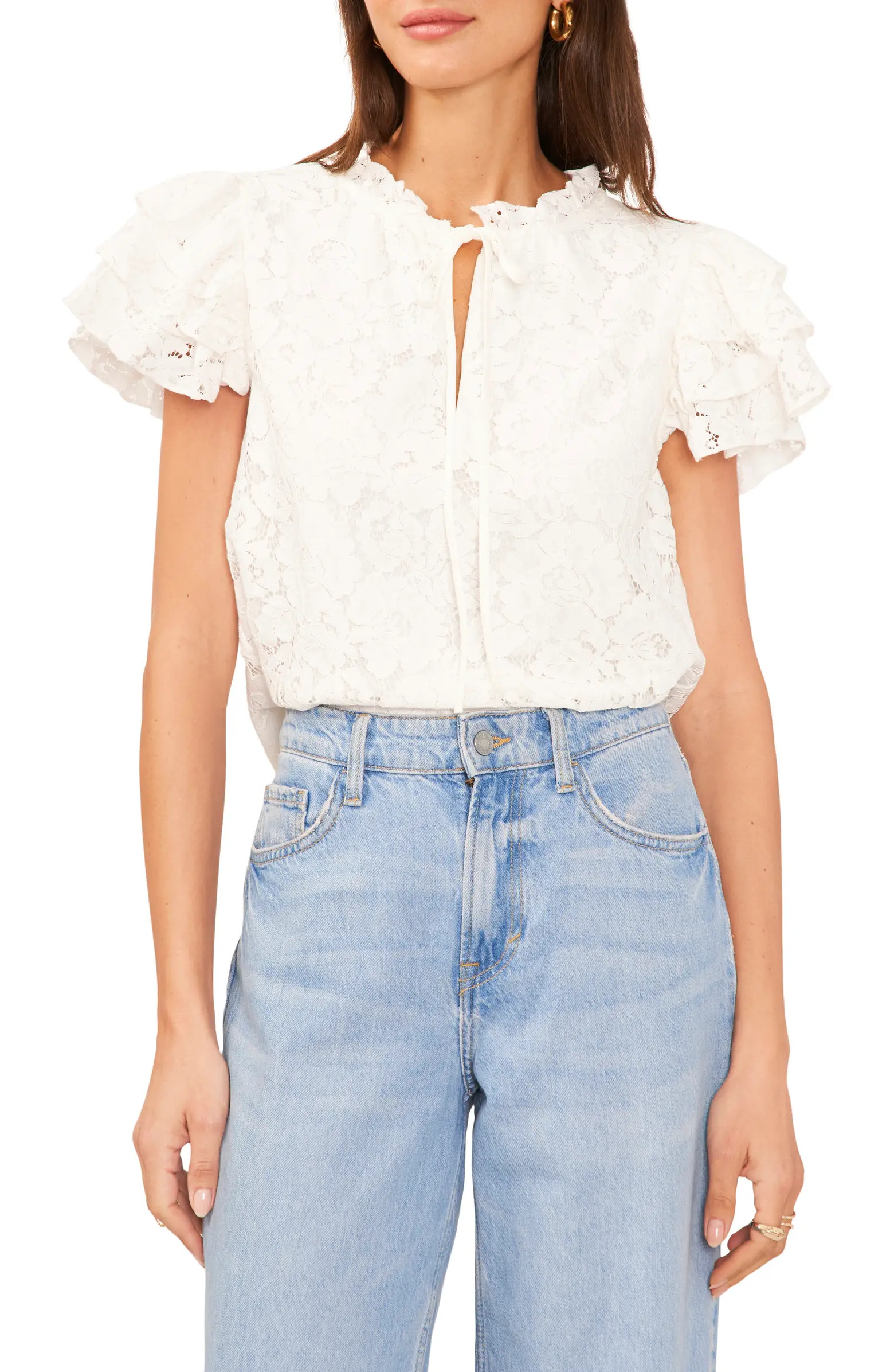 1.STATE Flutter Sleeve Lace Top | Nordstrom | Nordstrom