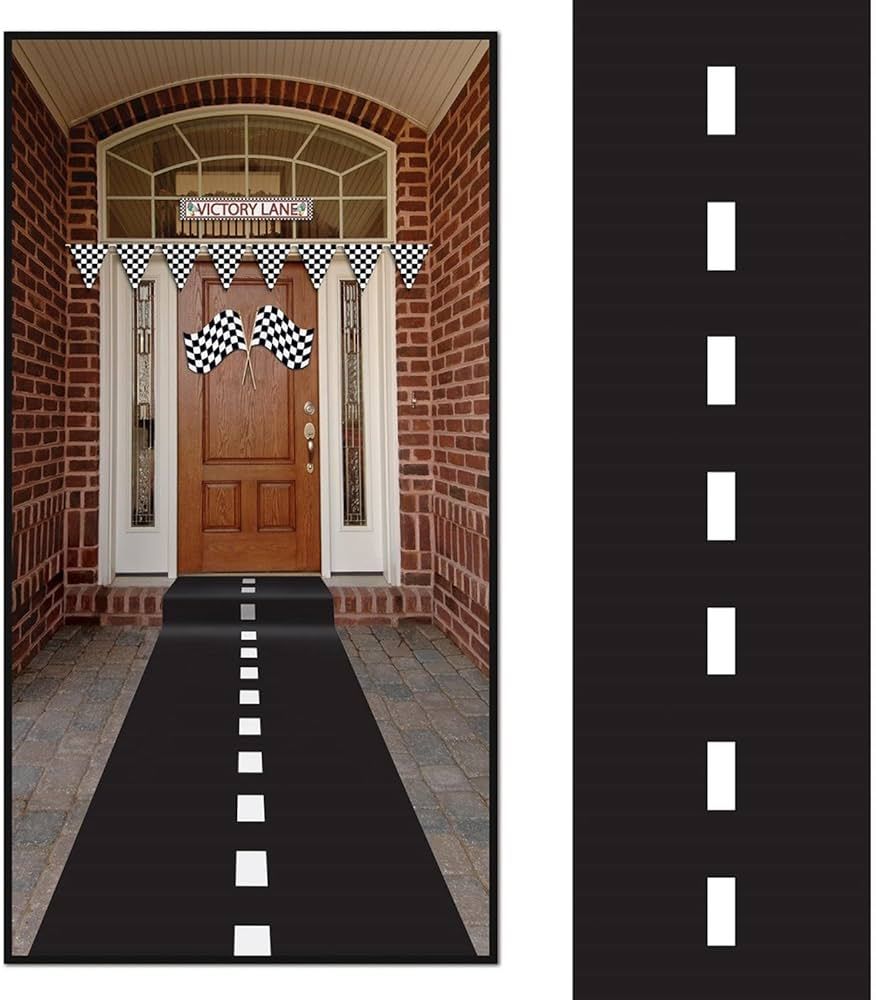 10ft Long Racetrack Floor Running Racer Party Decoration Mat Drag Race Car Road Go Kart Theme Bir... | Amazon (US)