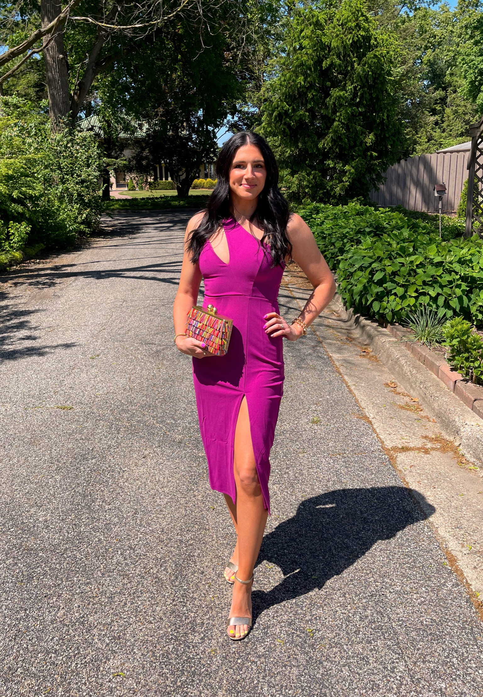 The perfect wedding guest dress for summer and fun, colorful clutch. Clutch has attached metal strap that can go crossbody  

#LTKwedding #LTKSeasonal #LTKunder100