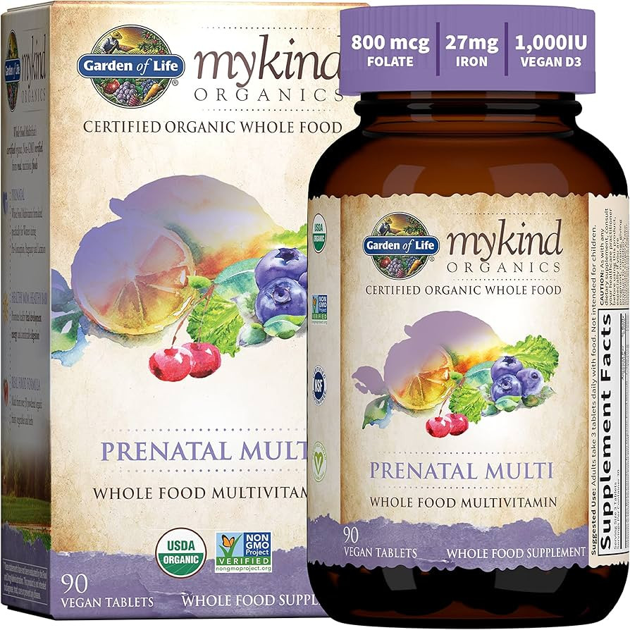 Garden of Life Prenatal Vitamins - mykind Organics Prenatal Multi - 90 Tablets, Vegan Whole Food Mul | Amazon (US)
