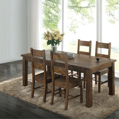 Rustic Golden Brown 9-Piece Dining Table Set | Wayfair North America