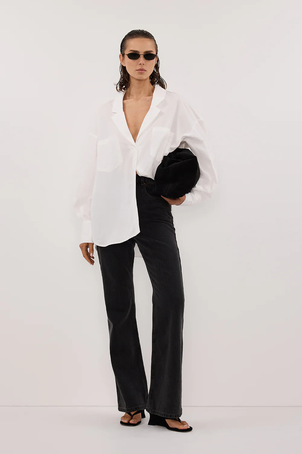 IRENE WHITE NOTCH COLLAR SHIRT | DISSH