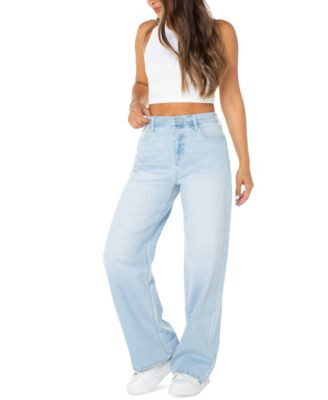 Juniors' Mandy Baggy Elastic-Back Wide-Leg Jeans | Macy's