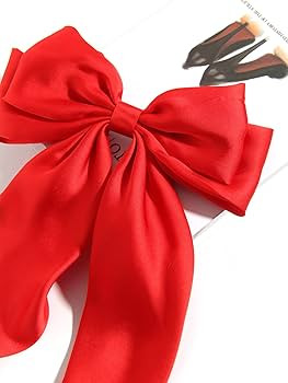 SUSULU Large Hair Bow Clips for Women Red Hair Bow White Hair Bow Slides for Girls Satin Hair Bar... | Amazon (US)