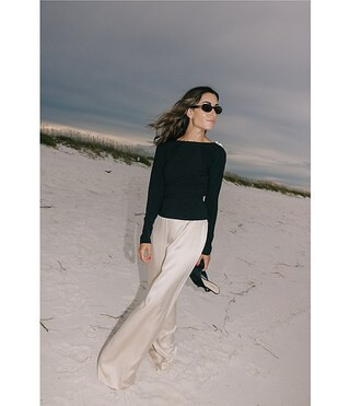 Antonio Melani x Elizabeth Damrich Candlelight Drapey Satin Wide-Leg Pant | Dillard's | Dillard's