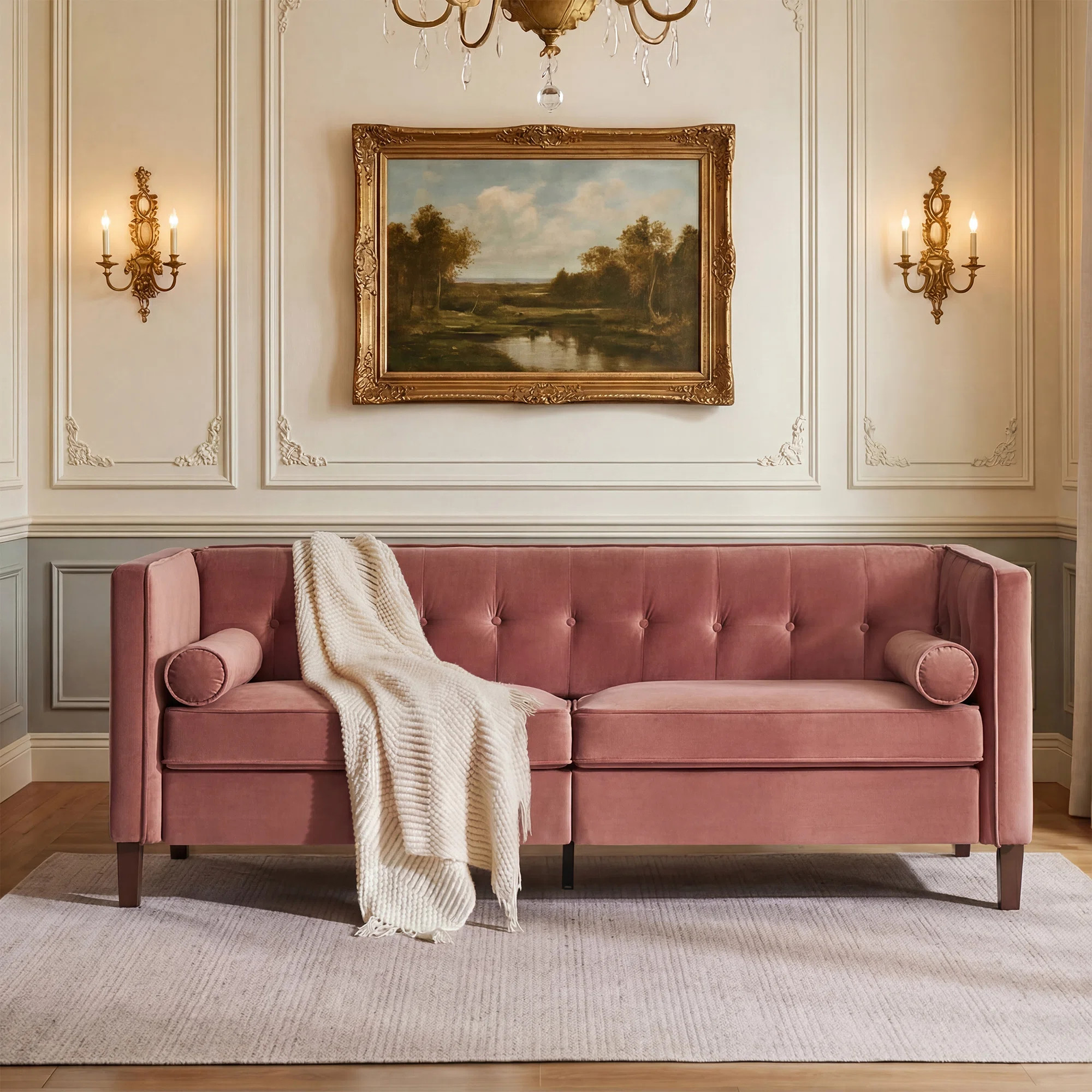 Chelsea 77'''' Wide Fabric Tufted Square Arm Sofa | Wayfair North America